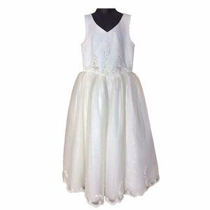 Flower Girl Dress Size 5 Lace Tulle Beaded Sleeveless Wedding Formal Dress